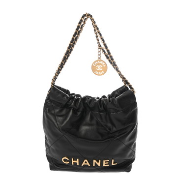 シャネル ミニ ハンドバッグ CHANEL22 ブラック AS3980 シャイニーカーフスキン レディース バッグ 【中古】【bag】