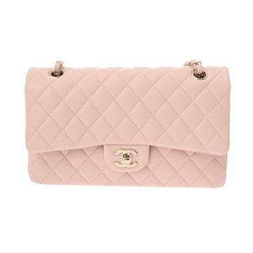 シャネル マトラッセ Wフラップ Wチェーンショルダー 25 ピンク A01112 ラムスキン レディース バッグ 【中古】【bag】