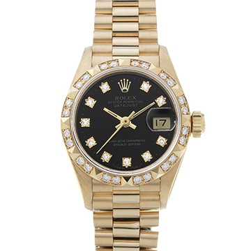 ロレックス デイトジャスト 69258G ブラック/ダイヤモンド レディース 時計 【中古】【wristwatch】