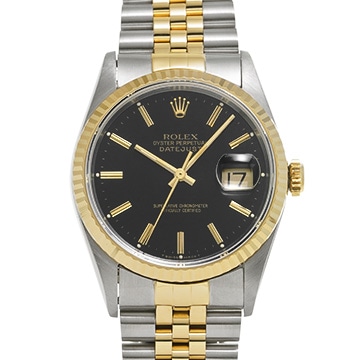 ロレックス デイトジャスト 16233 ブラック メンズ 時計 【中古】【wristwatch】