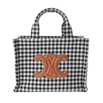 セリーヌ スモール カバ タイス ホワイト/ブラック 199162FYQ.38AW テキスタイル/カーフ レディース バッグ 【中古】【bag】