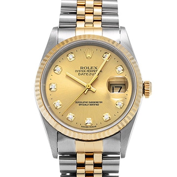 ロレックス デイトジャスト 16233G シャンパン/ダイヤモンド メンズ 時計 【中古】【wristwatch】