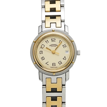 エルメス クリッパー CL3.240 ホワイト レディース 時計 【中古】【wristwatch】