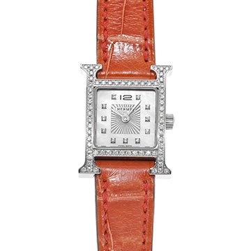 エルメス Hウォッチ　ミニ HH1.130 ホワイトシェル/ダイヤモンド レディース 時計 【中古】【wristwatch】