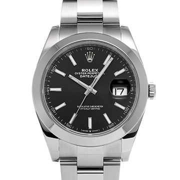 ロレックス デイトジャスト 41 126300 ブライトブラック メンズ 時計 【中古】【wristwatch】