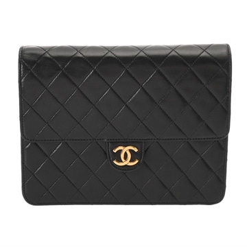 シャネル マトラッセ プッシュロックチェーンショルダー ブラック ラムスキン レディース バッグ 【中古】【bag】