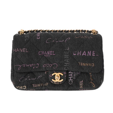 シャネル マトラッセ スモールフラップバッグ ブラック AS3134 プリントデニム レディース バッグ 【中古】【bag】