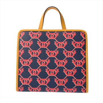 グッチ チルドレンズ ネイビー/レッド/イエロー 605614 レザー/GGスプリームキャンバス レディース バッグ 【中古】【bag】