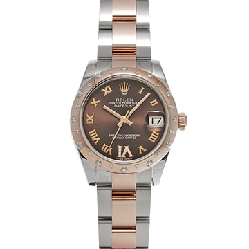 ロレックス デイトジャスト 31 178341 チョコレートブラウン/ダイヤモンド ユニセックス 時計 【中古】【wristwatch】