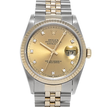 ロレックス デイトジャスト 16233G シャンパン/ダイヤモンド メンズ 時計 【中古】【wristwatch】