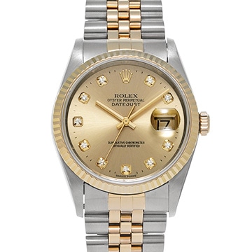 ロレックス デイトジャスト 16233G シャンパン/ダイヤモンド メンズ 時計 【中古】【wristwatch】