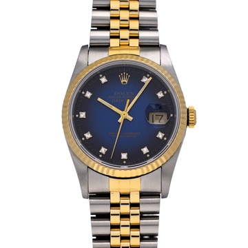ロレックス デイトジャスト 16233G ブルー・グラデーション/ダイヤモンド メンズ 時計 【中古】【wristwatch】