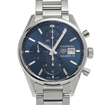 タグ ホイヤー カレラ キャリバー16 クロノグラフ CBK2112.BA0715 ブルー メンズ 時計 【中古】【wristwatch】