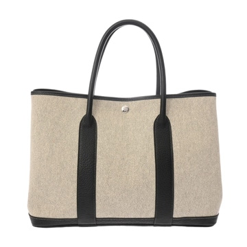 エルメス ガーデンパーティ PM エクリュ/ブラック トワルアッシュ/レザー レディース バッグ 【中古】【bag】