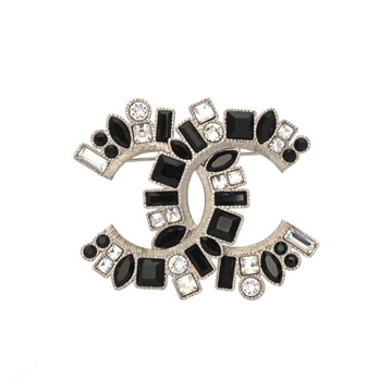 シャネル ブローチ シルバー/ブラック メタル/ラインストーン レディース ジュエリー 【中古】【jewelry】