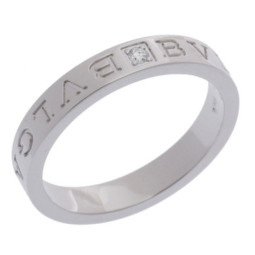 ブルガリ ダブルロゴリング 1PD シルバー 341786 K18ホワイトゴールド WG レディース ジュエリー 【中古】【jewelry】