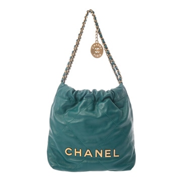 シャネル ミニ ハンドバッグ CHANEL22 グリーン AS3980 シャイニーカーフスキン レディース バッグ 【中古】【bag】