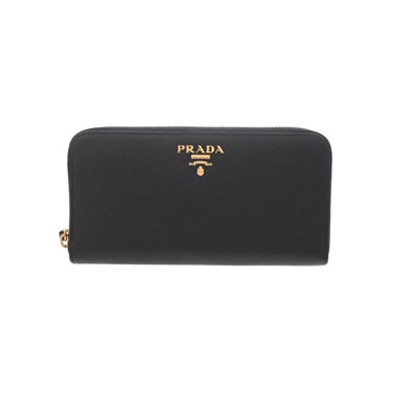 プラダ ジップアラウンド長財布 ブラック 1ML506 サフィアーノレザー レディース 財布 【中古】【purse】