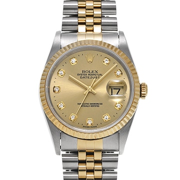 ロレックス デイトジャスト 16233G シャンパン/ダイヤモンド メンズ 時計 【中古】【wristwatch】