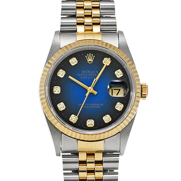 ロレックス デイトジャスト 16233G ブルー・グラデーション/ダイヤモンド メンズ 時計 【中古】【wristwatch】