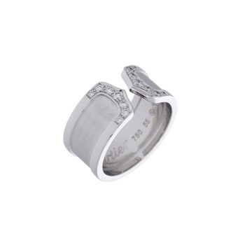 カルティエ C2リング ワイド #55 シルバー K18ホワイトゴールド WG レディース ジュエリー 【中古】【jewelry】