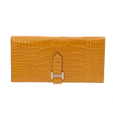 エルメス ベアンスフレ ジョーヌアンプル アリゲーターリセ ユニセックス 財布 【中古】【purse】
