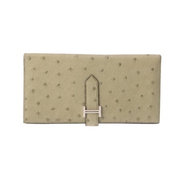 エルメス ベアン スフレ セージ オーストリッチ ユニセックス 財布 【中古】【purse】