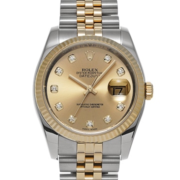 ロレックス デイトジャスト 116233G シャンパン/ダイヤモンド メンズ 時計 【中古】【wristwatch】
