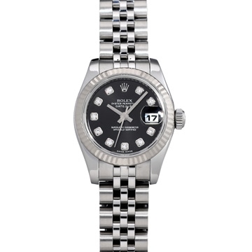 ロレックス デイトジャスト 179174G ブラック/ダイヤモンド レディース 時計 【中古】【wristwatch】