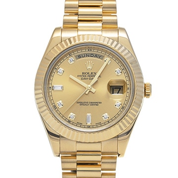 ロレックス デイデイト II 218238A シャンパン/ダイヤモンド メンズ 時計 【中古】【wristwatch】