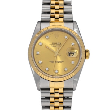 ロレックス デイトジャスト 16233G シャンパン/ダイヤモンド メンズ 時計 【中古】【wristwatch】