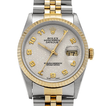 ロレックス デイトジャスト 16233 アイボリーコンピュータ メンズ 時計 【中古】【wristwatch】