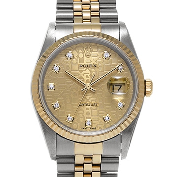 ロレックス デイトジャスト 16233G シャンパンコンピュータ/ダイヤモンド メンズ 時計 【中古】【wristwatch】