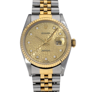 ロレックス デイトジャスト 16233G シャンパンコンピュータ/ダイヤモンド メンズ 時計 【中古】【wristwatch】