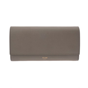 セリーヌ ラージ フラップウォレット ペブル/ゴールド金具 10B563BEL.10BL グレインドカーフ レディース 財布 【中古】【purse】