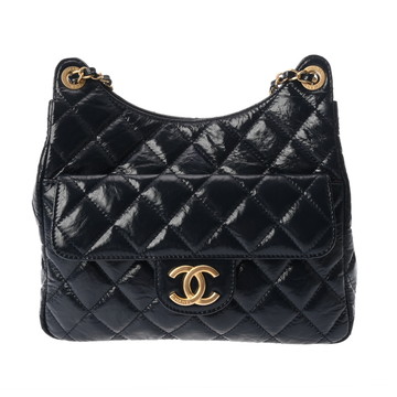シャネル マトラッセ ホーボーバッグ ネイビー AS3690 シャイニーカーフスキン レディース バッグ 【中古】【bag】