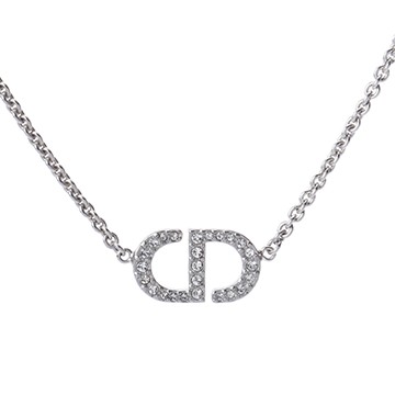 ディオール Petit CD ネックレス シルバー/ホワイト N2241WOMCY_D001 メタル/クリスタル レディース ジュエリー 【中古】【jewelry】