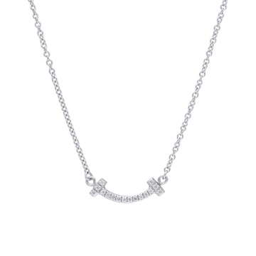 ティファニー Tスマイル ネックレス ミニ シルバー K18ホワイトゴールド WG レディース ジュエリー 【中古】【jewelry】