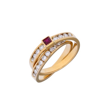 タサキ 2連 リング ゴールド K18イエローゴールド YG レディース ジュエリー 【中古】【jewelry】