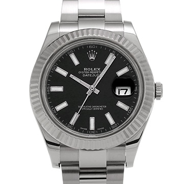 ロレックス デイトジャストII 116334 ブラック メンズ 時計 【中古】【wristwatch】