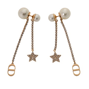 ディオール DIOR TRIBALES ピアス ホワイト/ゴールド メタル/レジンパール/クリスタル レディース ジュエリー 【中古】【jewelry】
