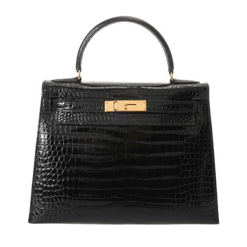 エルメス ケリー 28 外縫い 2WAY ブラック ポロサスリセ レディース バッグ 【中古】【bag】