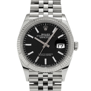 ロレックス デイトジャスト 36 126234 ブライトブラック メンズ 時計 【中古】【wristwatch】