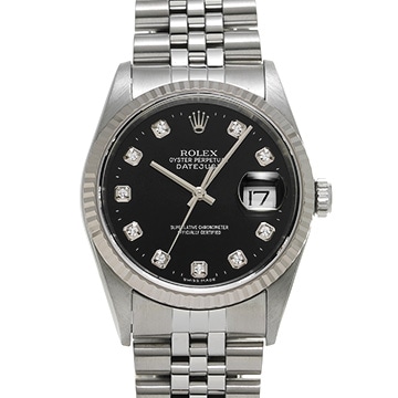ロレックス デイトジャスト 16234G ブラック/ダイヤモンド メンズ 時計 【中古】【wristwatch】