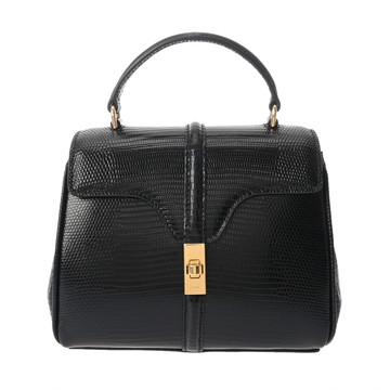 セリーヌ ミニ 16 (セーズ) ブラック 197984BF2.38NO リザード レディース バッグ 【中古】【bag】