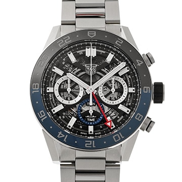 タグ ホイヤー カレラ キャリバーホイヤー02 クロノグラフ GMT CBG2A1Z.FT6157 ブラック メンズ 時計 【中古】【wristwatch】