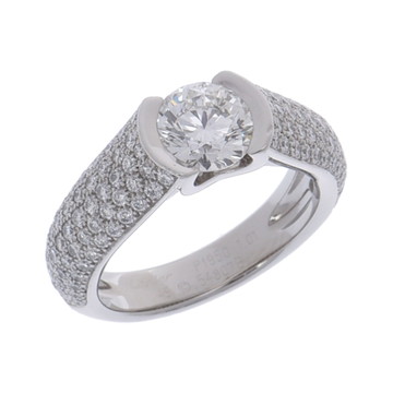 カルティエ Cドゥ リング #49 ハーフパヴェ シルバー N4186849 Pt950プラチナ レディース ジュエリー 【中古】【jewelry】