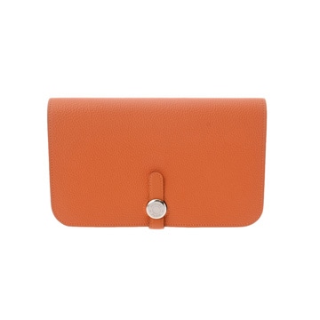 エルメス ドゴン GM オレンジ トゴ ユニセックス 財布 【中古】【purse】