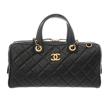 シャネル ラージ ボーリングバッグ ブラック AS5579 グレインドカーフスキン レディース バッグ 【中古】【bag】