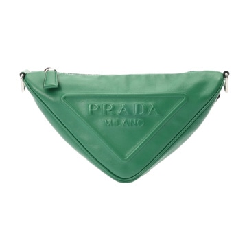 プラダ トライアングル グリーン 1BH190 レザー ユニセックス バッグ 【中古】【bag】